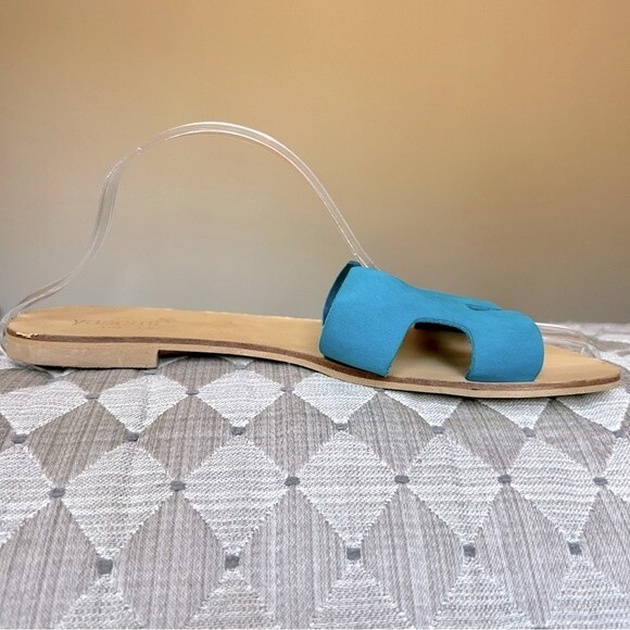 Yasemi Turquoise Teal Slip On Slide Flat H-Band Sandal Shoes Women’s EU 40 US 9 - Picture 15 of 15